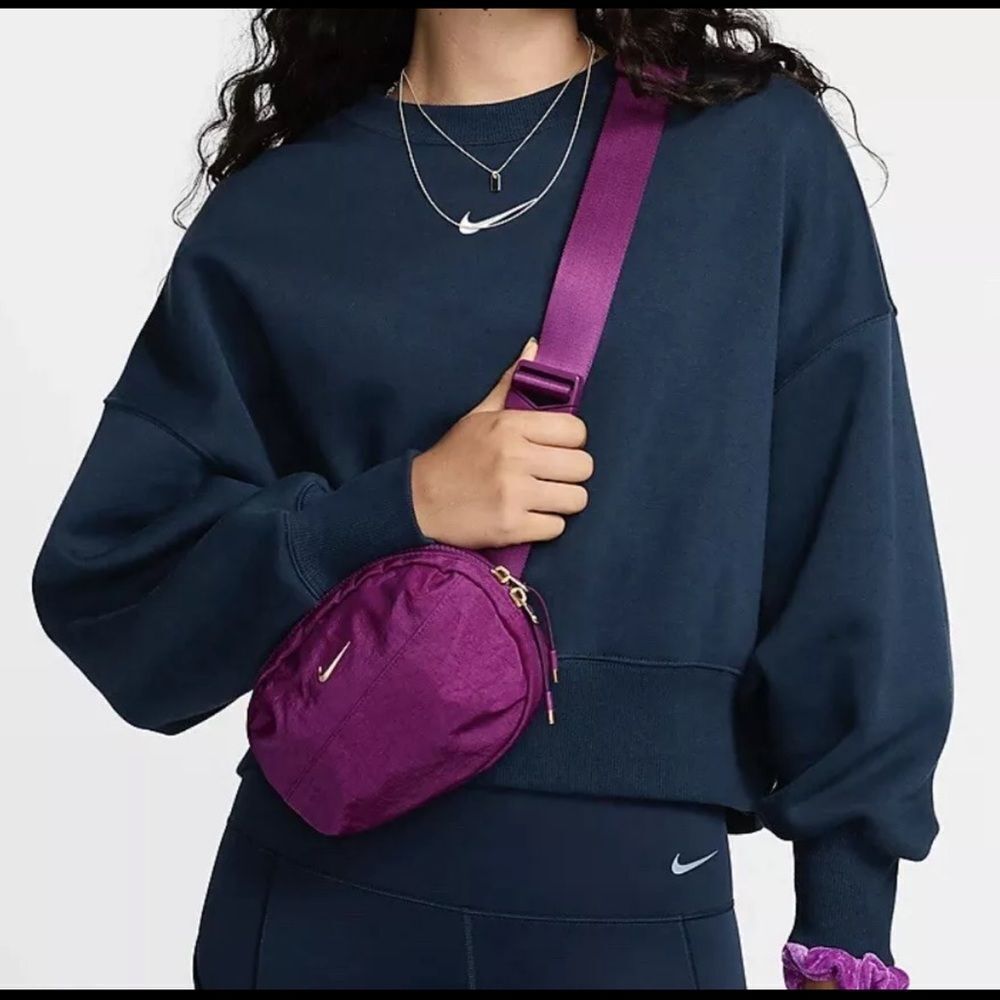 Nike Aura Crossbody Bag, 2L, Dark Viotech/Gold Shoulder Purse, Unisex Bag
